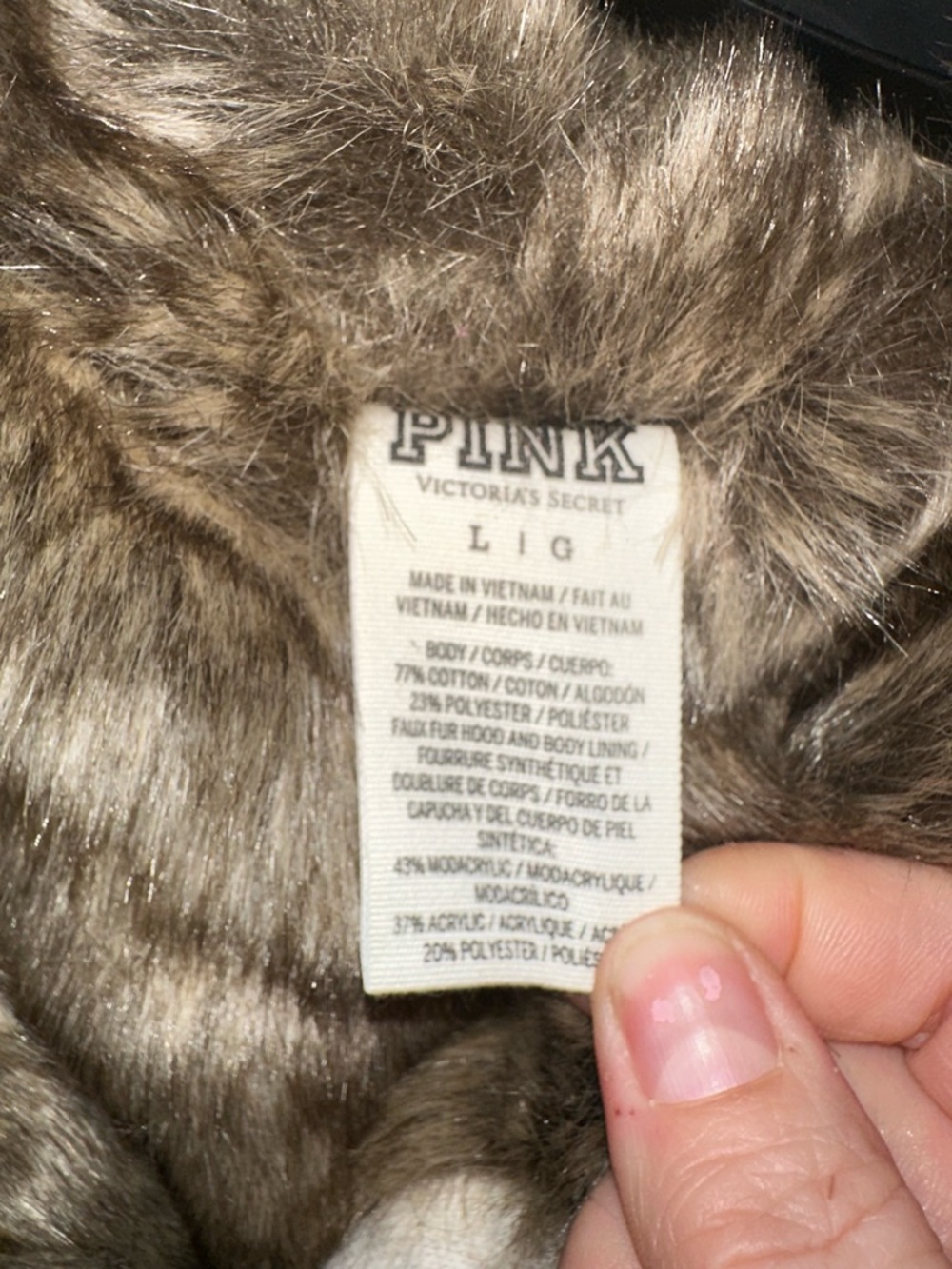 Victoria's Secret Cream Speckled Faux-Fur Lined Zip Hoodie - Picture 2 of 4